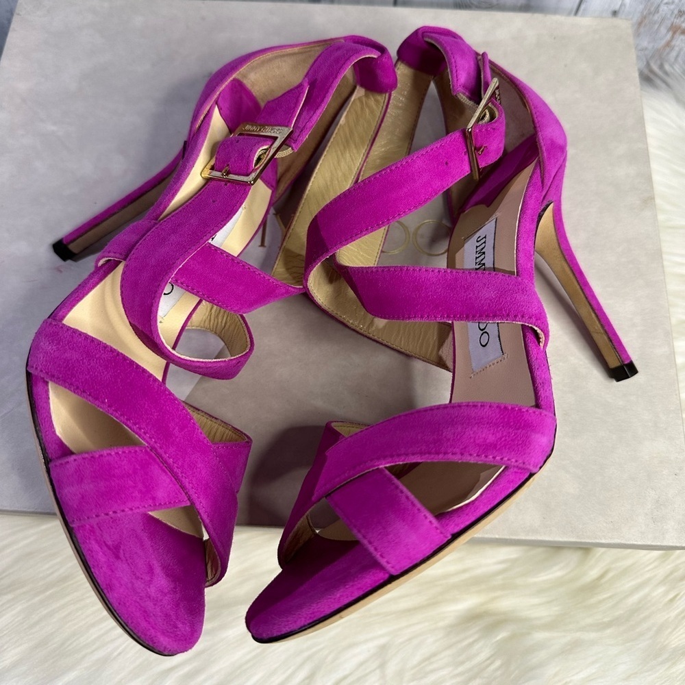 JIMMY CHOO lottie suede strap heels - Picture 4 of 16
